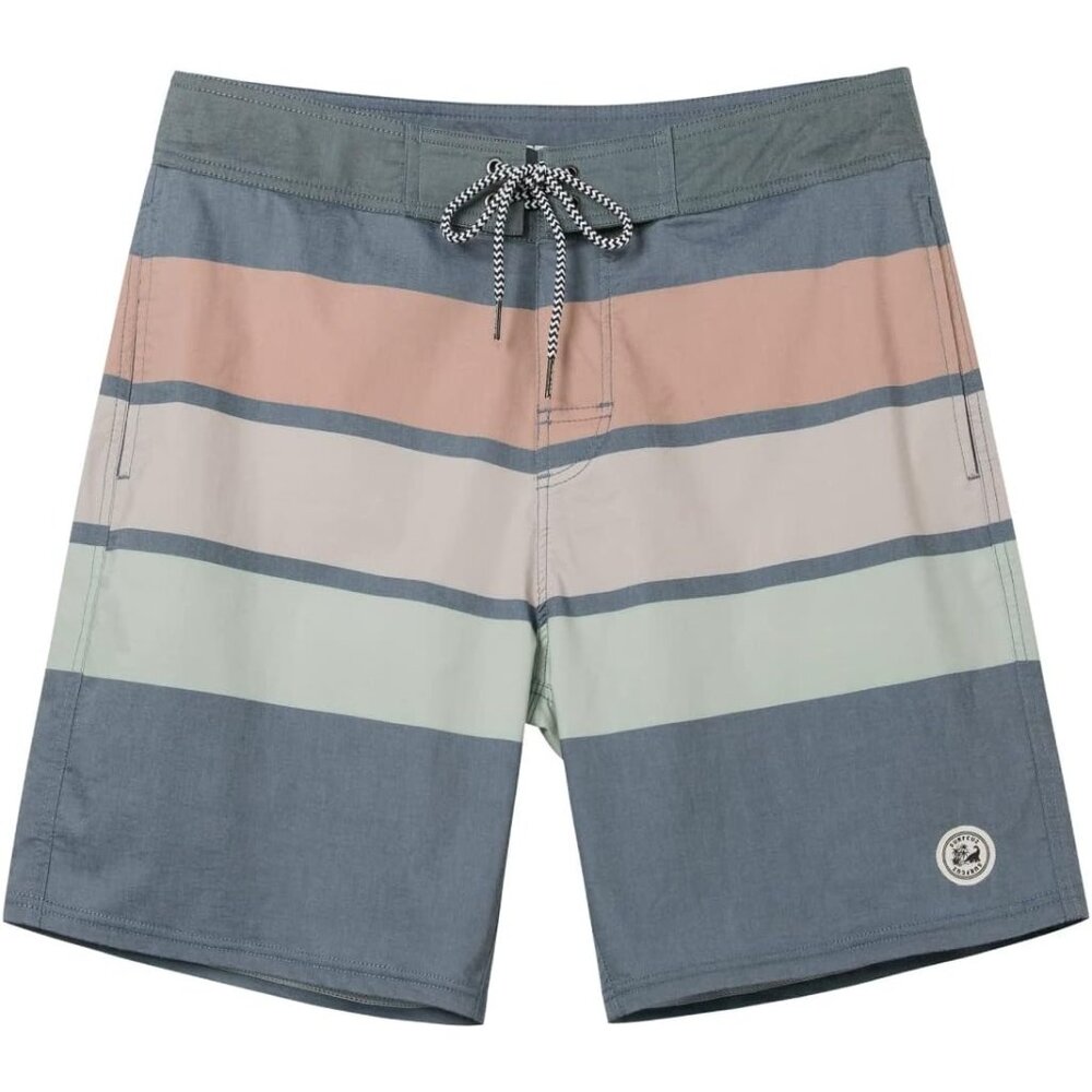 💫 Men Grey Stretch Boardshort Vintage Cruzer 2 Side Slit Pockets Chino Shorts
